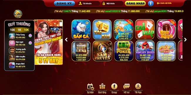 Giao diện cổng game bay247